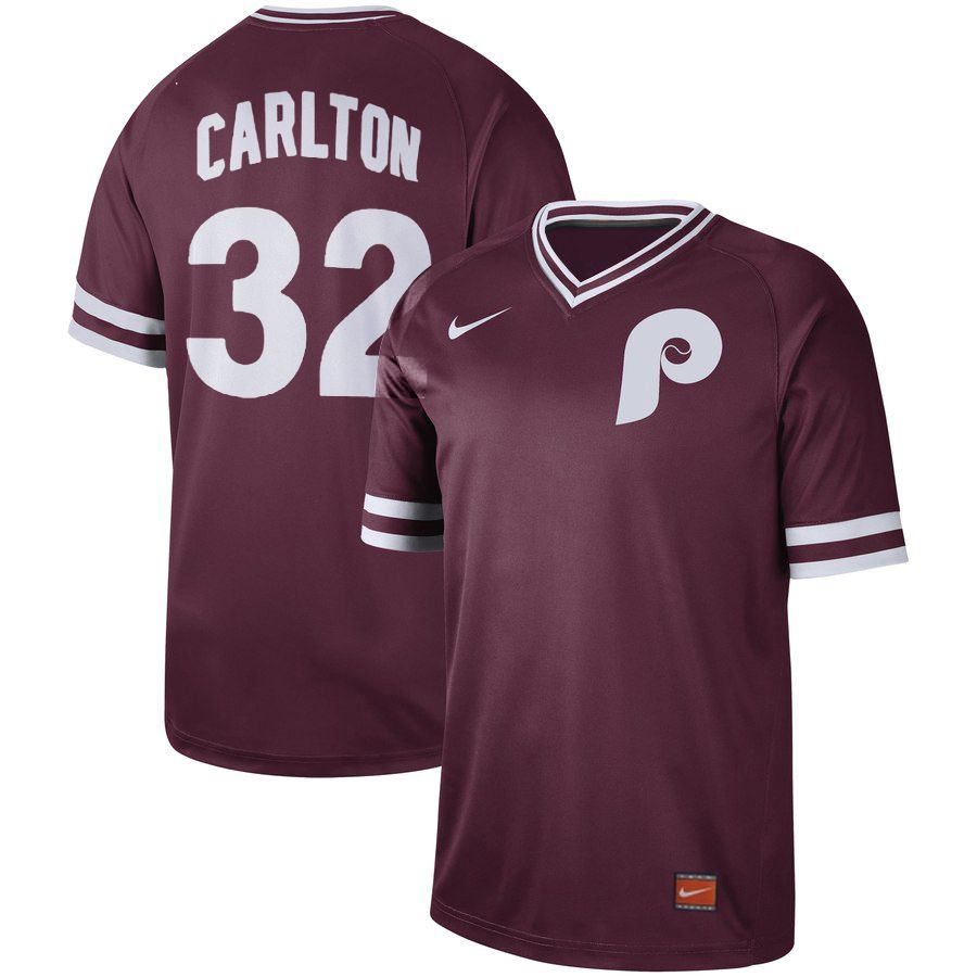 Men Philadelphia Phillies #32 Carlton Red Nike Cooperstown Collection Legend V-Neck MLB Jersey->san diego padres->MLB Jersey